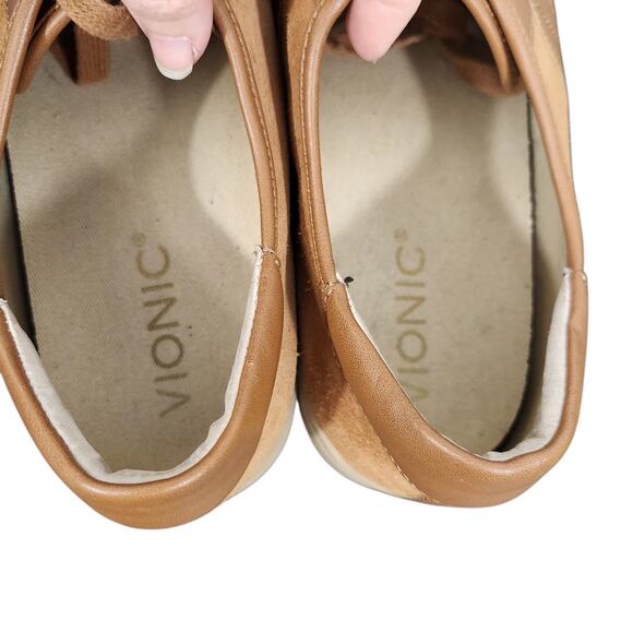 VIONIC JEROME MENS 11.5 CASUAL SNEAKERS TAN LEATHER SUEDE Y2K BOWLING 2000s - Picture 9 of 11